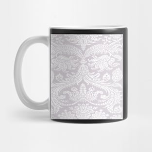 White on Warm Grey Medieval Damask Scrolls Mug